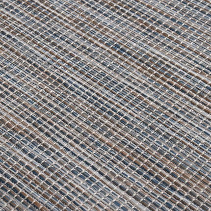 Utomhusmatta plattvävd 80x150 cm brun och blå