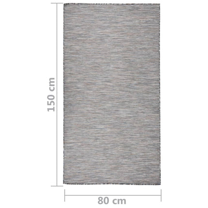 Utomhusmatta plattvävd 80x150 cm brun och blå