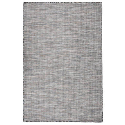 Utomhusmatta plattvävd 120x170 brun och blå