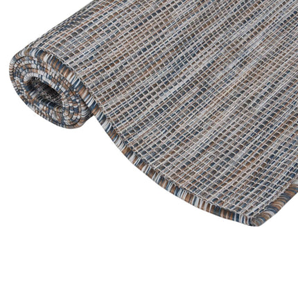 Utomhusmatta plattvävd 120x170 brun och blå
