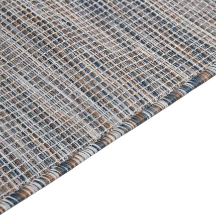 Utomhusmatta plattvävd 160x230cm brun och blå