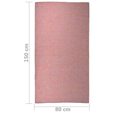 Utomhusmatta plattvävd 80x150 cm röd