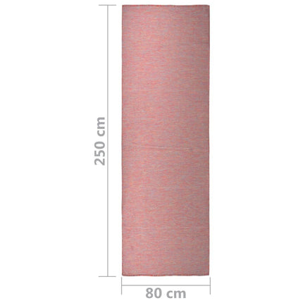 Utomhusmatta plattvävd 80x250 cm röd