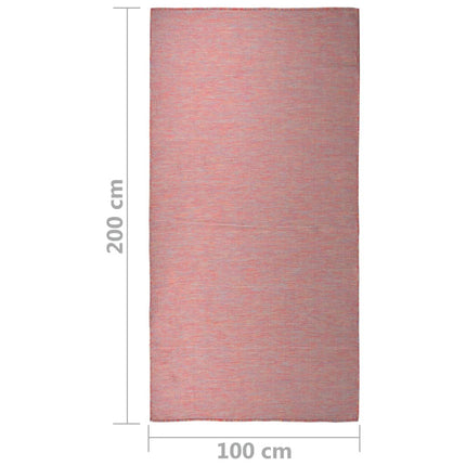 Utomhusmatta plattvävd 100x200 cm röd