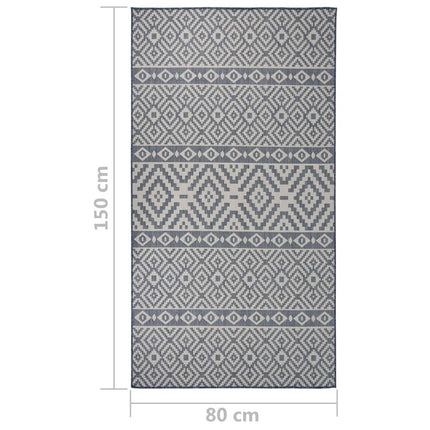 Utomhusmatta plattvävd 80x150 cm blå ränder