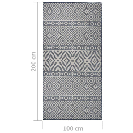 Utomhusmatta plattvävd 100x200 blå ränder
