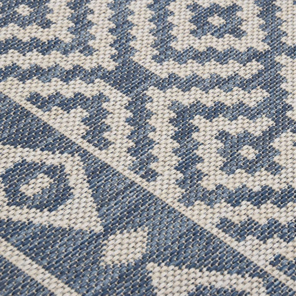 Utomhusmatta plattvävd 140x200 blå ränder