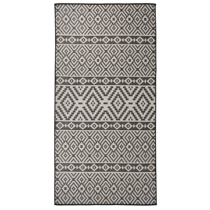 Utomhusmatta plattvävd 100x200 svarta ränder