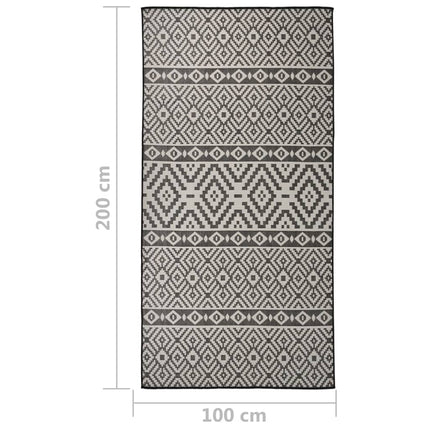 Utomhusmatta plattvävd 100x200 svarta ränder