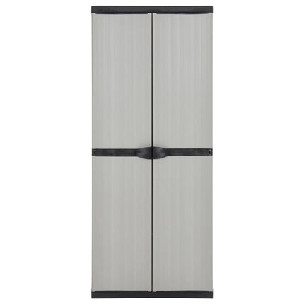 Trädgårdsskåp 3 hyllor grå och svart 68x40x168 cm