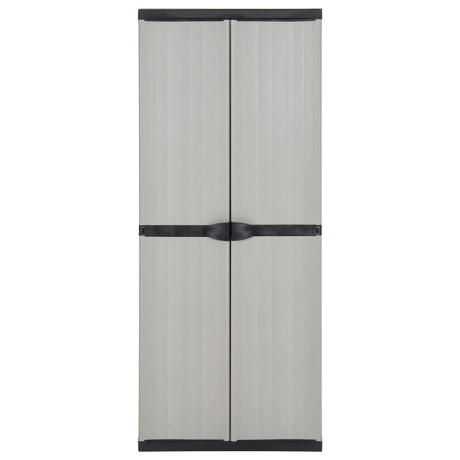 Trädgårdsskåp 3 hyllor grå och svart 68x40x168 cm