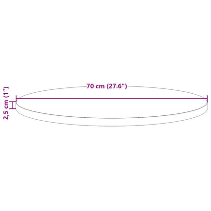 Bordsskiva vit Ø70x2,5 cm massiv furu