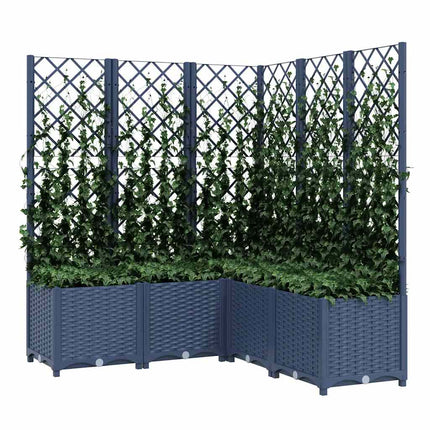 Odlingslåda med spaljé blågrå 120x120x136 cm PP