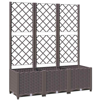 Trädgårdskruka med spaljé brun 120x40x136 cm PP
