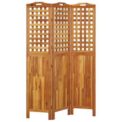 Rumsavdelare 3 paneler 121,5x2x180 cm massivt akaciaträ