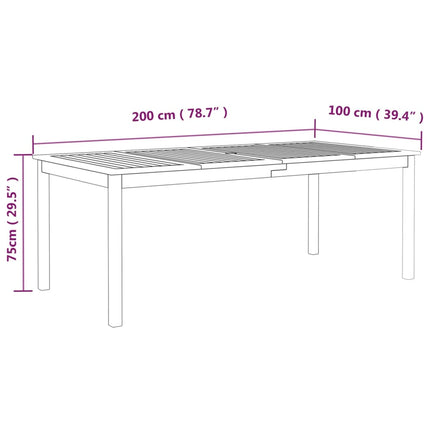 Trädgårdsbord grå 200x100x75 massivt akaciaträ