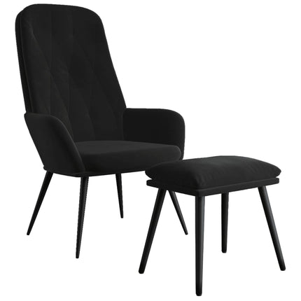 Vilstol med fotpall svart sammet