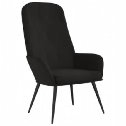 Vilstol med fotpall svart sammet