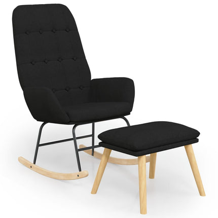 Gungstol med fotpall svart tyg