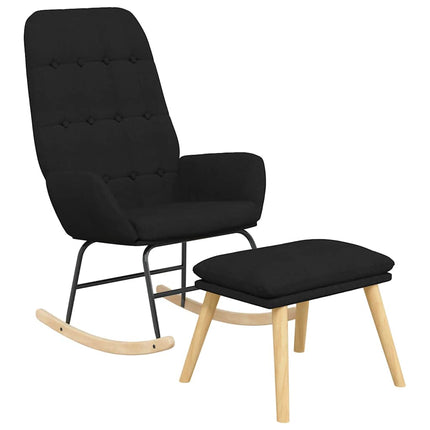 Gungstol med fotpall svart tyg