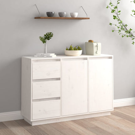 Skänk vit 111x34x75 cm massiv furu
