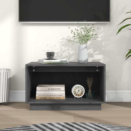Tv-bänk grå 60x35x35 cm massiv furu
