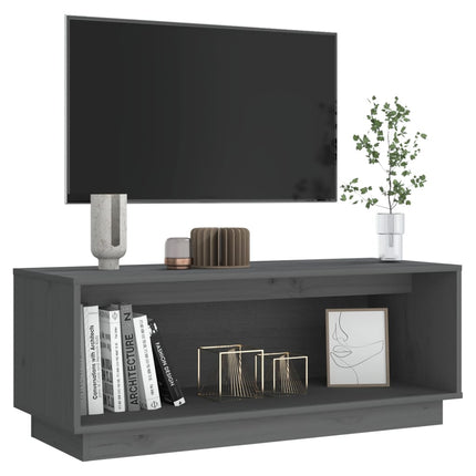 Tv-bänk grå 90x35x35 cm massiv furu