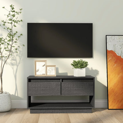 Tv-bänk grå 74x34x40 cm massiv furu