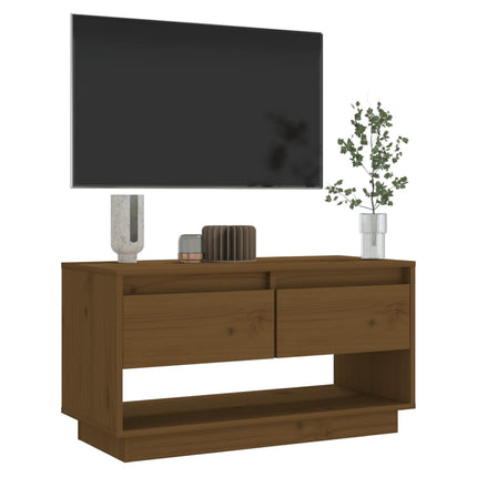 Tv-bänk honungsbrun 74x34x40 cm massiv furu