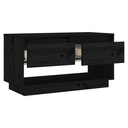 Tv-bänk svart 74x34x40 cm massiv furu