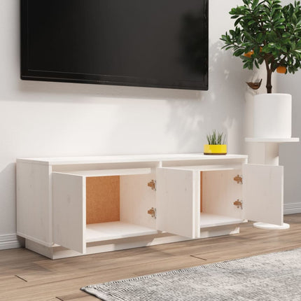 Tv-bänk vit 110x34x40 cm massiv furu