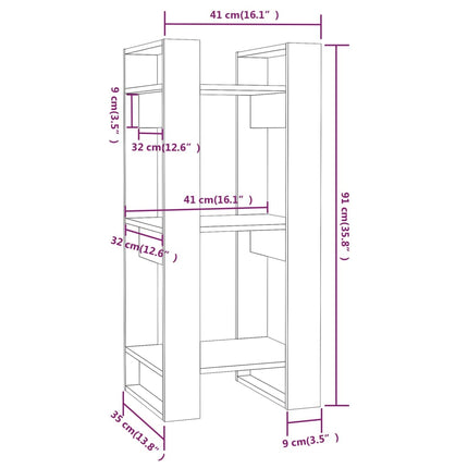 Bokhylla/rumsavdelare honungsbrun 41x35x91 cm massiv furu