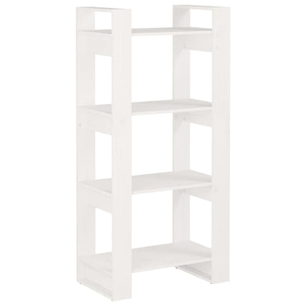 Bokhylla/rumsavdelare vit 60x35x125 cm massiv furu