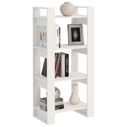 Bokhylla/rumsavdelare vit 60x35x125 cm massiv furu