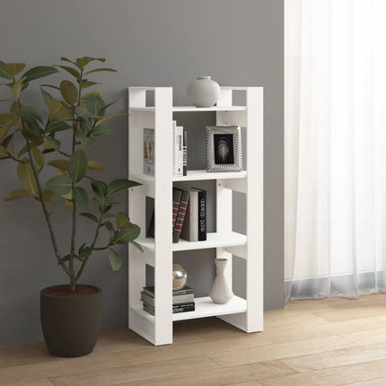 Bokhylla/rumsavdelare vit 60x35x125 cm massiv furu