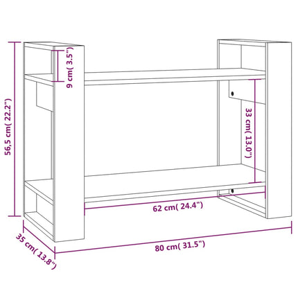 Bokhylla/rumsavdelare honungsbrun 80x35x56,5 cm massivt trä