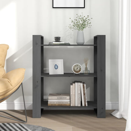 Bokhylla/rumsavdelare grå 80x35x91 cm massiv furu