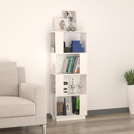 Bokhylla/Rumsavdelare vit 51x25x132 cm massiv furu