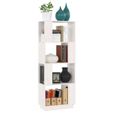 Bokhylla/Rumsavdelare vit 51x25x132 cm massiv furu