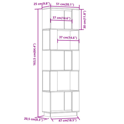 Bokhylla/rumsavdelare vit 51x25x163,5 cm massiv furu