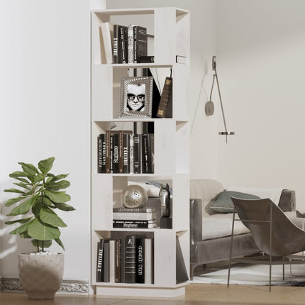 Bokhylla/rumsavdelare vit 51x25x163,5 cm massiv furu