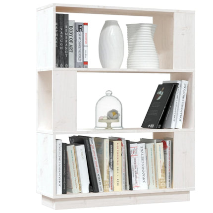 Bokhylla/Rumsavdelare vit 80x25x101 cm massiv furu