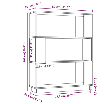 Bokhylla/Rumsavdelare vit 80x25x101 cm massiv furu