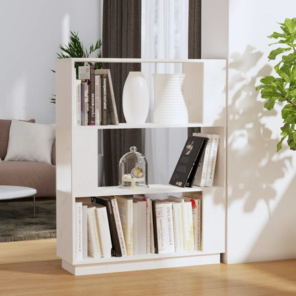 Bokhylla/Rumsavdelare vit 80x25x101 cm massiv furu