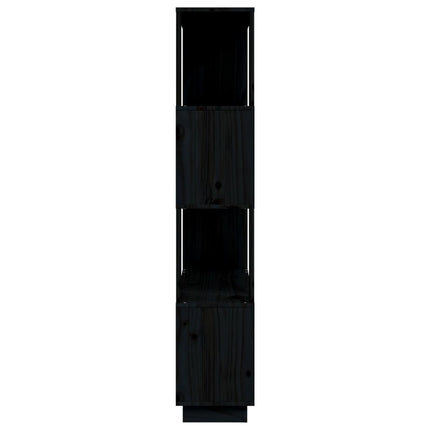 Bokhylla/Rumsavdelare svart 80x25x132 cm massiv furu