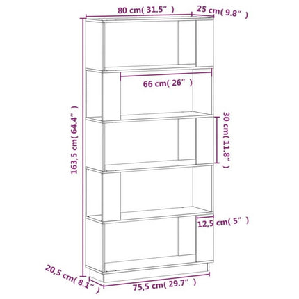 Bokhylla/rumsavdelare 80x25x163,5 cm massiv furu