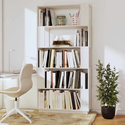 Bokhylla/Rumsavdelare vit 80x25x163,5 cm massiv furu