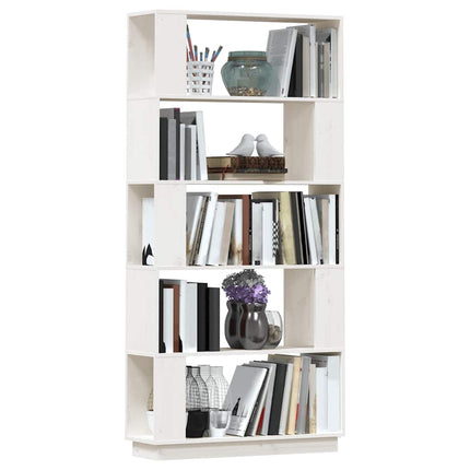 Bokhylla/Rumsavdelare vit 80x25x163,5 cm massiv furu