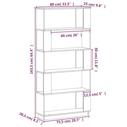 Bokhylla/Rumsavdelare svart 80x25x163,5 cm massiv furu