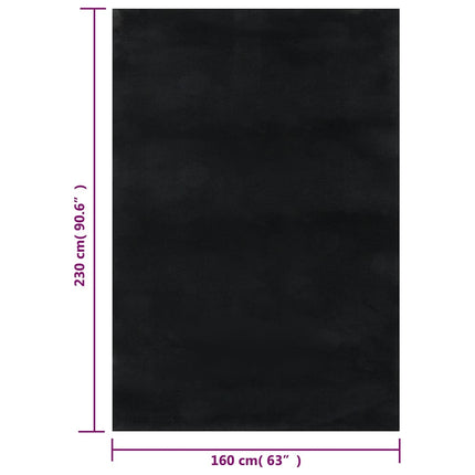 Tvättbar matta kort lugg 160x230 cm halkfri svart
